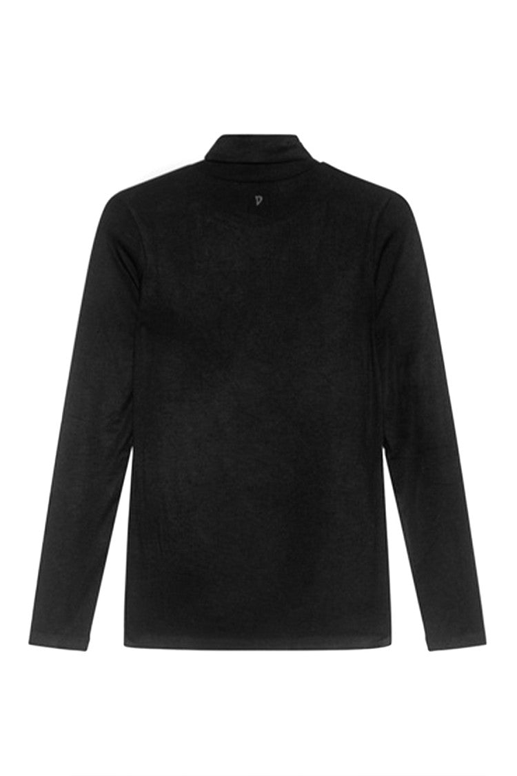 Dondup High Neck Black Sweater In Premium Modal-Cashmere Blend