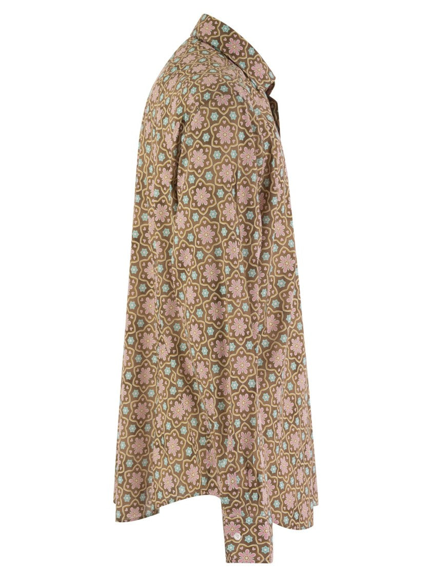 Fedeli Printed Stretch Cotton Voile Shirt