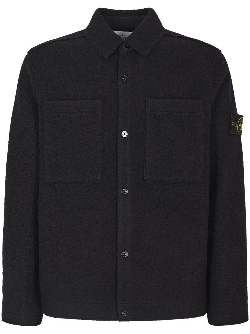 Stone Island Textured Knit Sweater With Button-Up Front