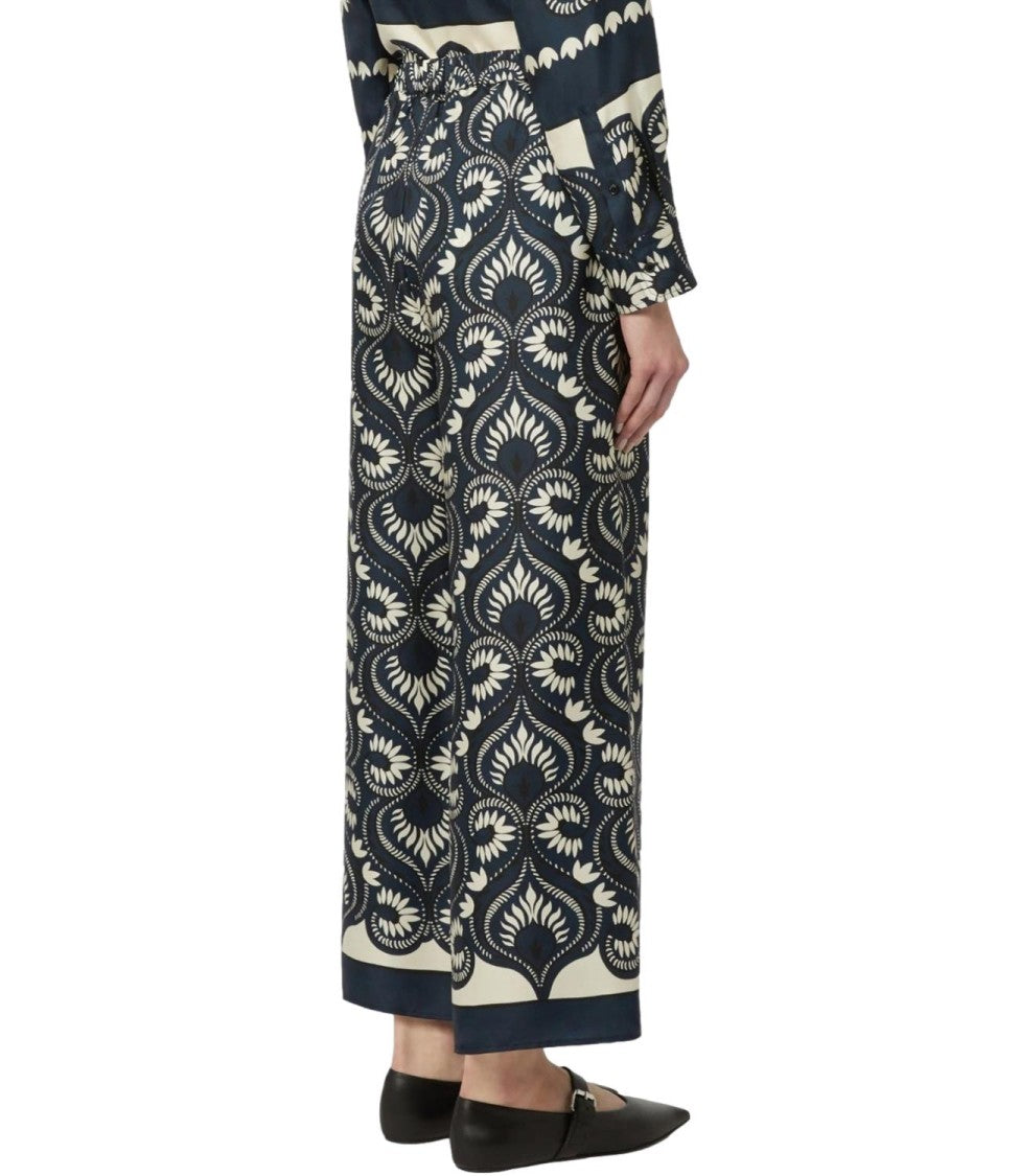 Max Mara Blue Deco Cotton Stretch Trousers
