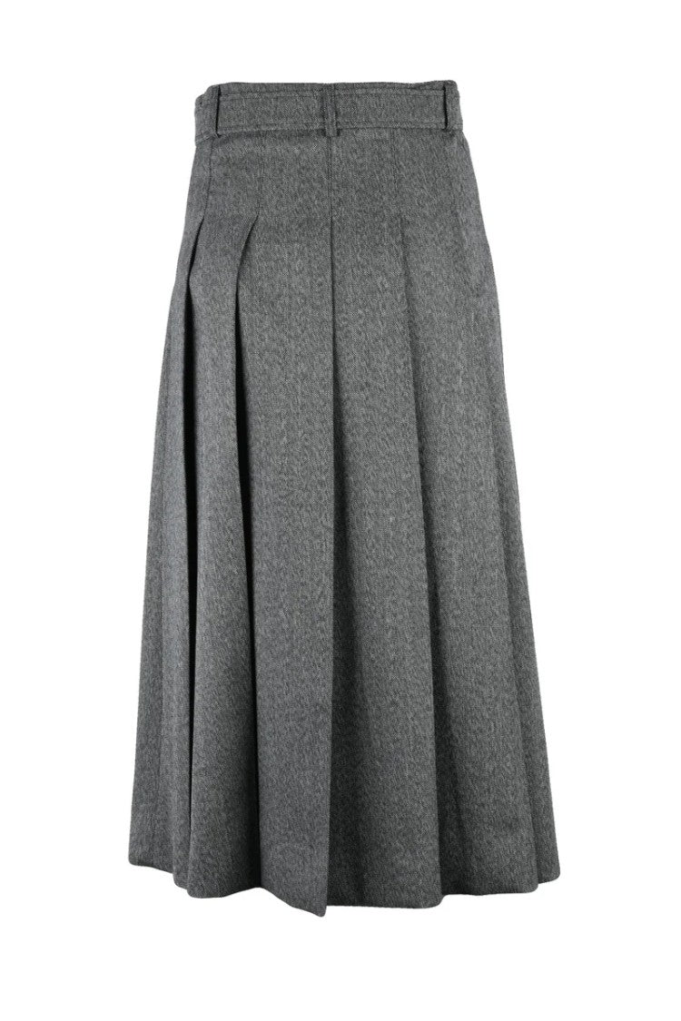 Officine Generale Midi Pleated Skirt - Grey
