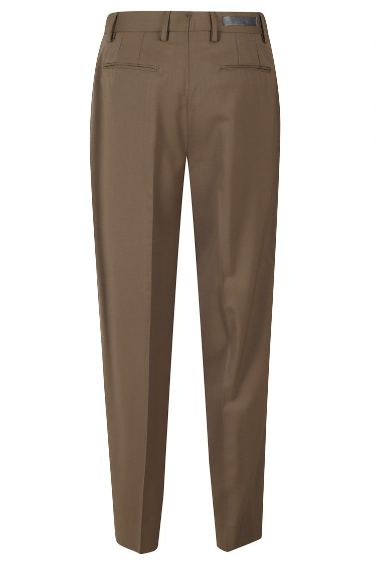 Briglia Beige Relaxed-Fit French-Fold Wool-Blend Pants