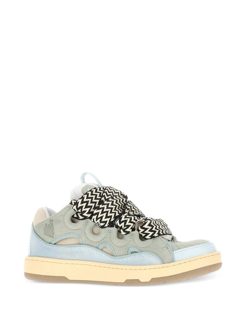 Lanvin Pale Blue Curb Sneakers Layered Calf Sneakers