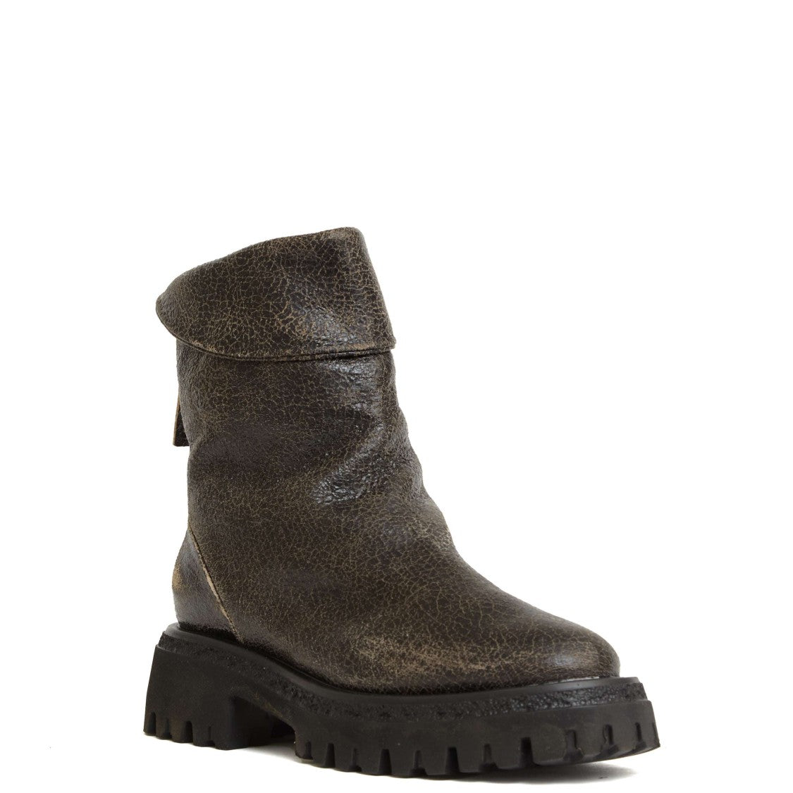 Halmanera Black And Taupe Crackle Ankle Boot
