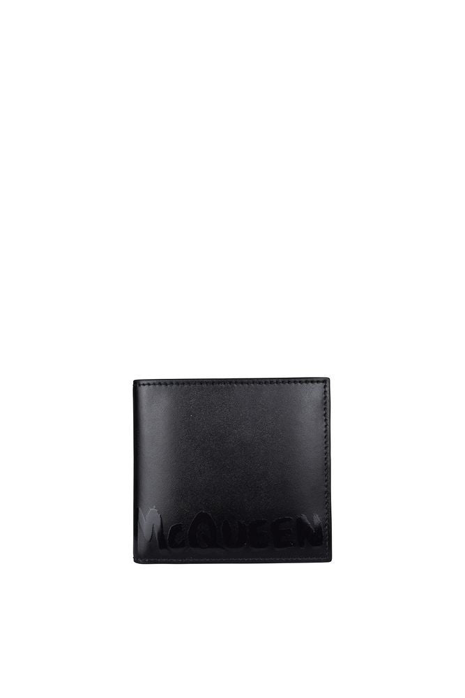 Alexander Mcqueen Smooth Black Leather Wallet