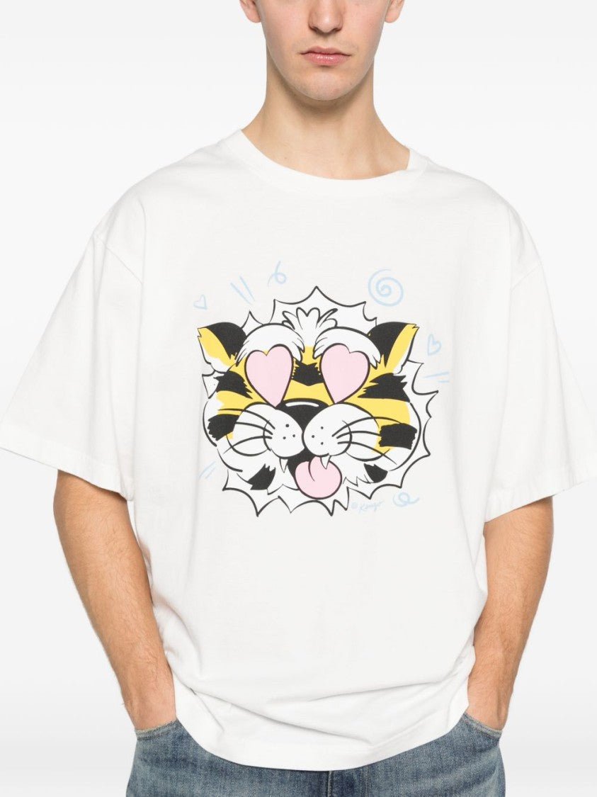 Kenzo Loose-Fitting Cartoon Tiger Silk T-Shirt