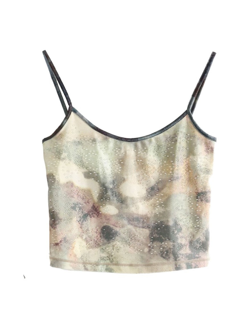 Diesel Fitted Crop Top With Abstract Camouflage Pattern