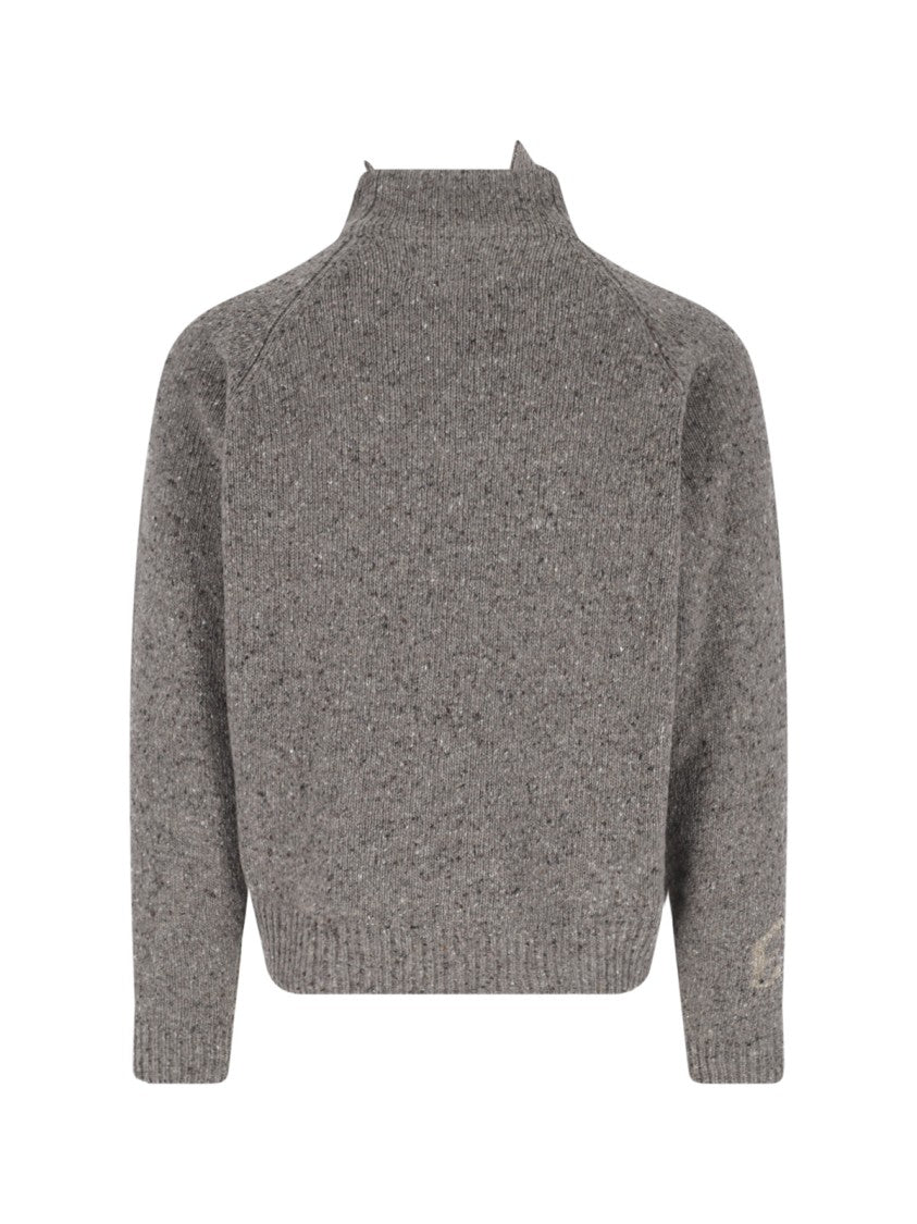 Erl Grey Wool Blend High-Neck Sweater