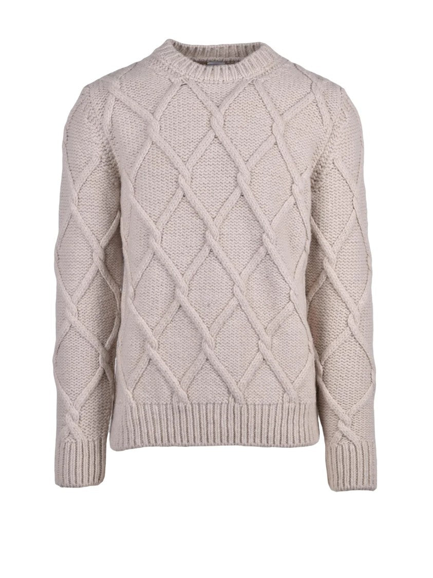 Eleventy Textured Wool Crewneck Sweater With Versatile Appeal