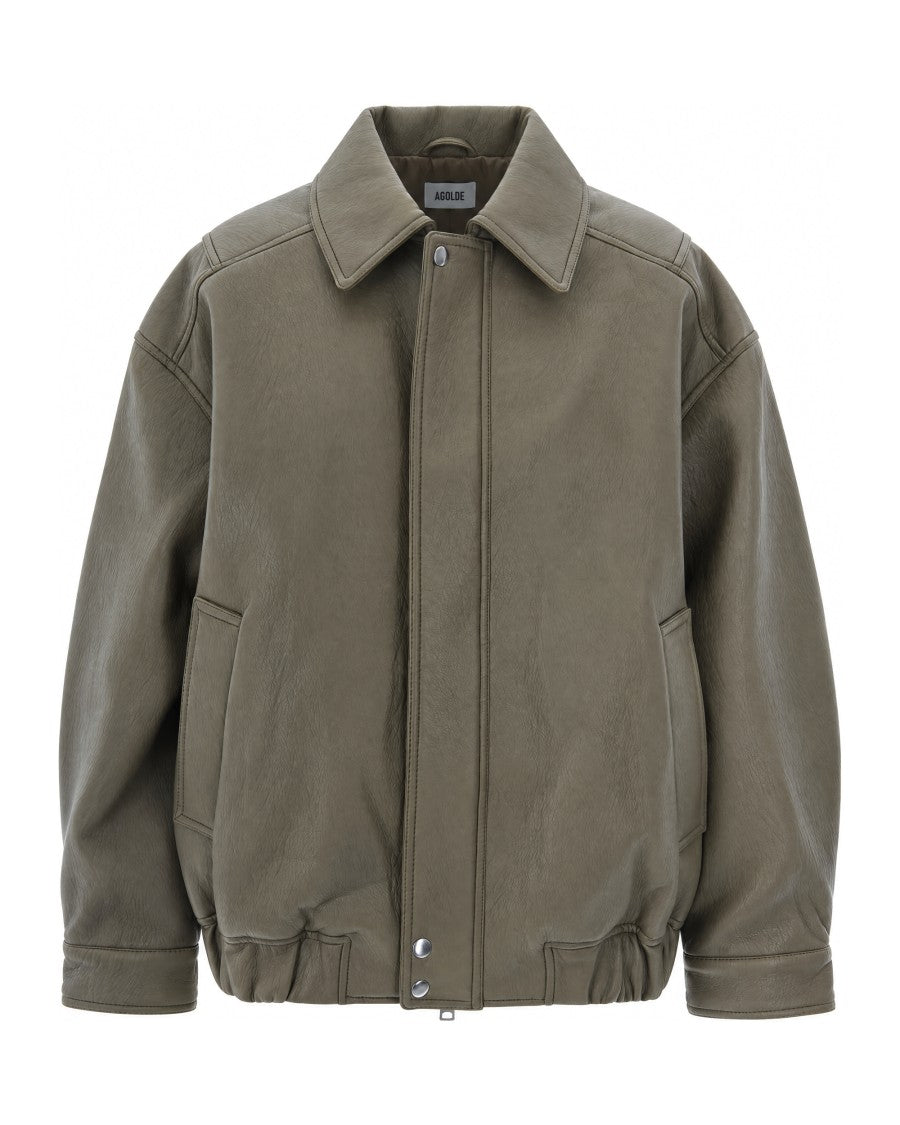 Agolde Dark Green Ona Gathered-Hem Jacket