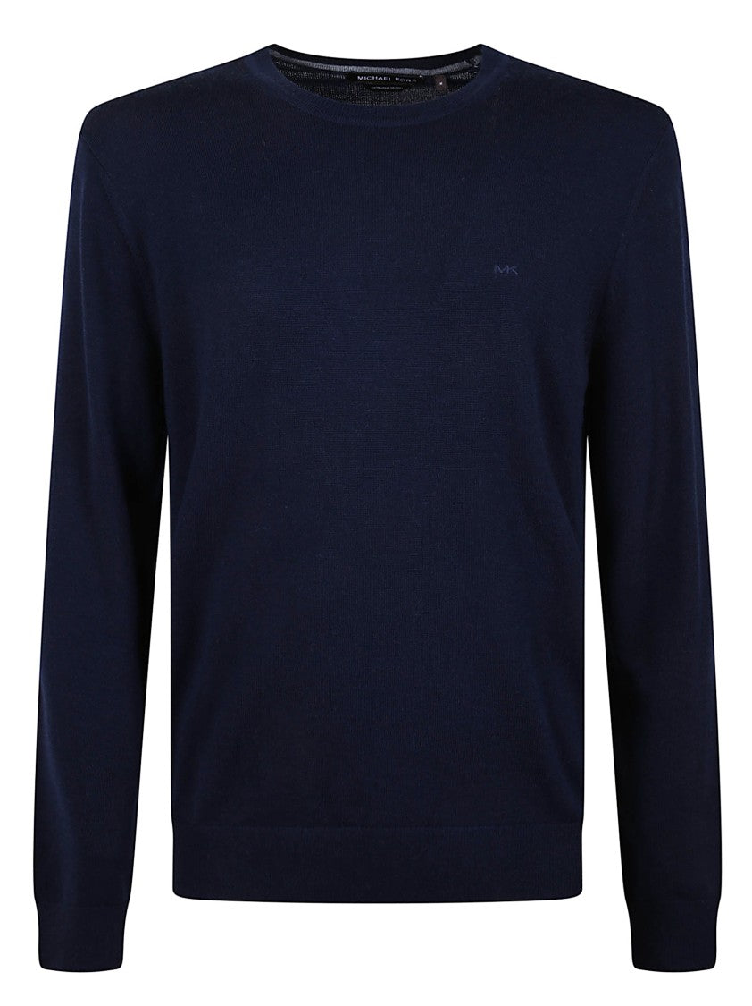 Michael Kors Crew Neck Black Wool Sweater With Embroidered Logo