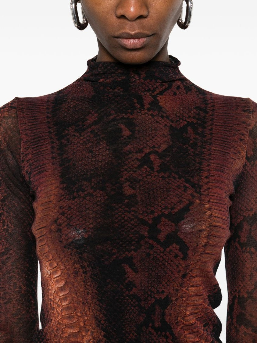 Jean Paul Gaultier Fitted Long-Sleeved Top With Snake Print