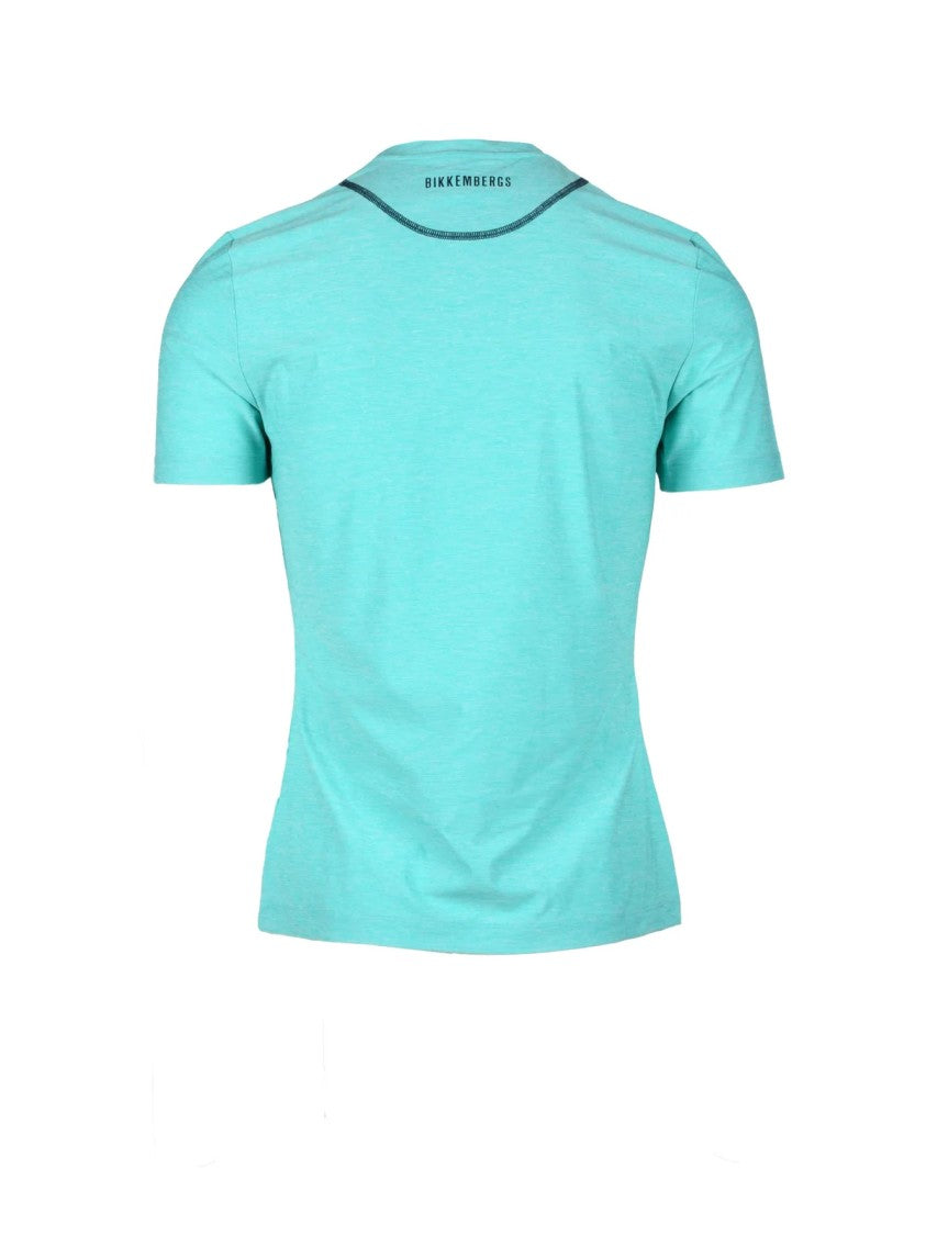 Bikkembergs Aqua Green Technical T-Shirt With Performance Fabric