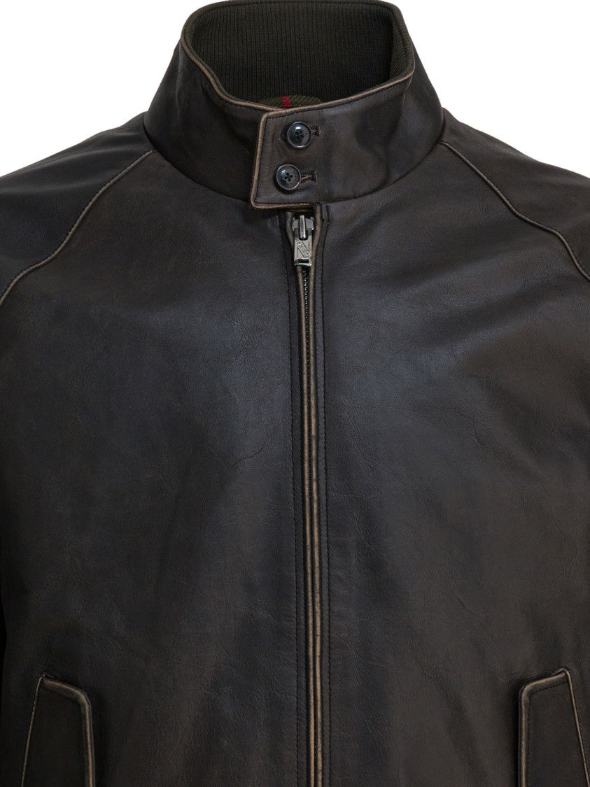 Baracuta Leather G9 Bomber Jacket With Classic Silhouette