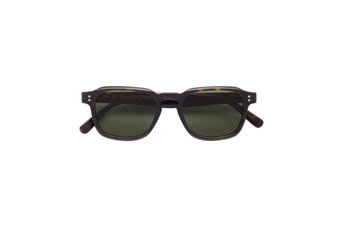 Retrosuperfuture Tortoiseshell Square Frame Sunglasses With Green Lenses