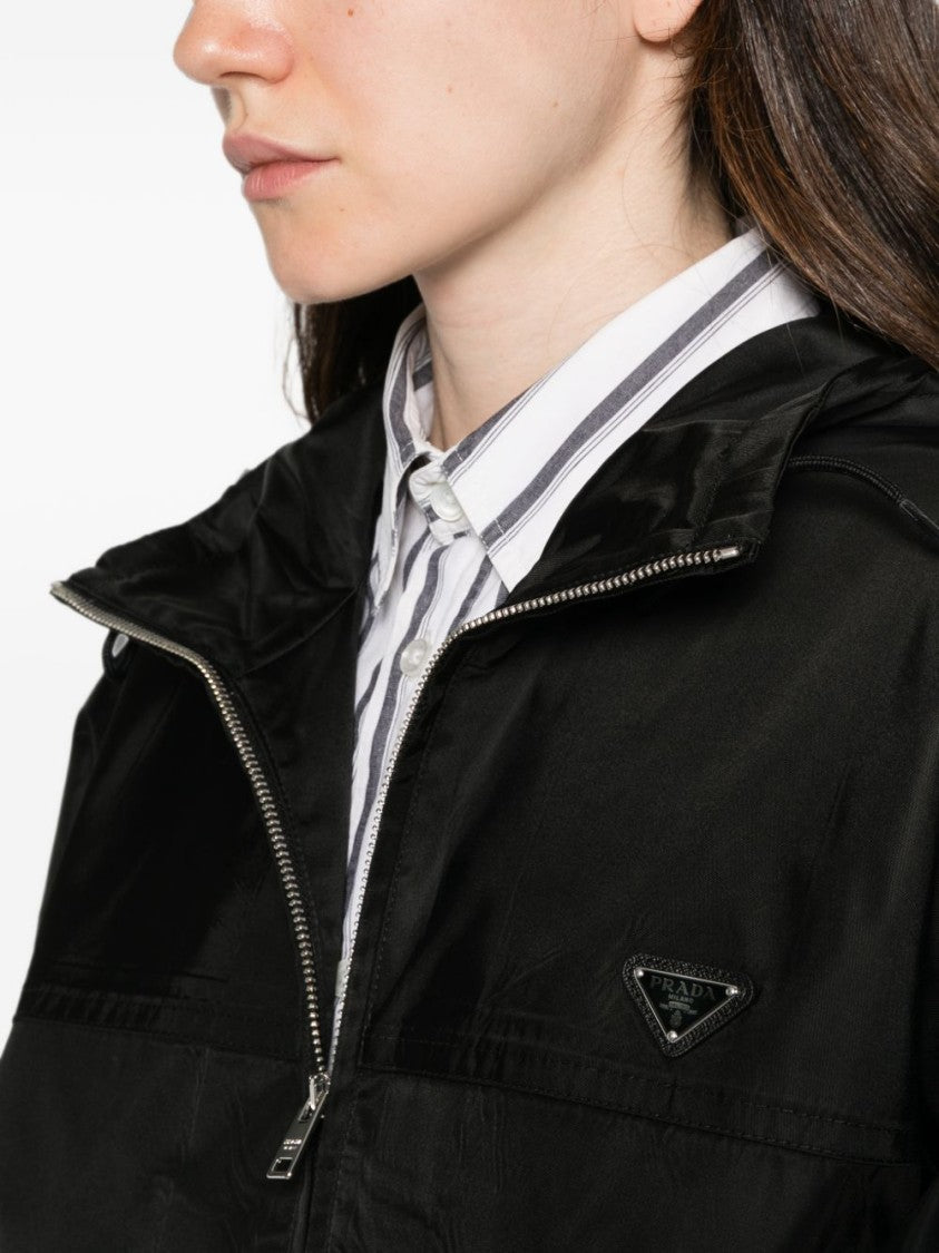 Prada Black Hooded Relaxed Flap Jacket