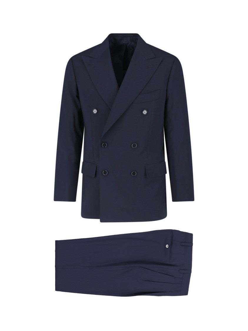 Cesare Attolini Navy Blue Double-Breasted Virgin Wool Suit