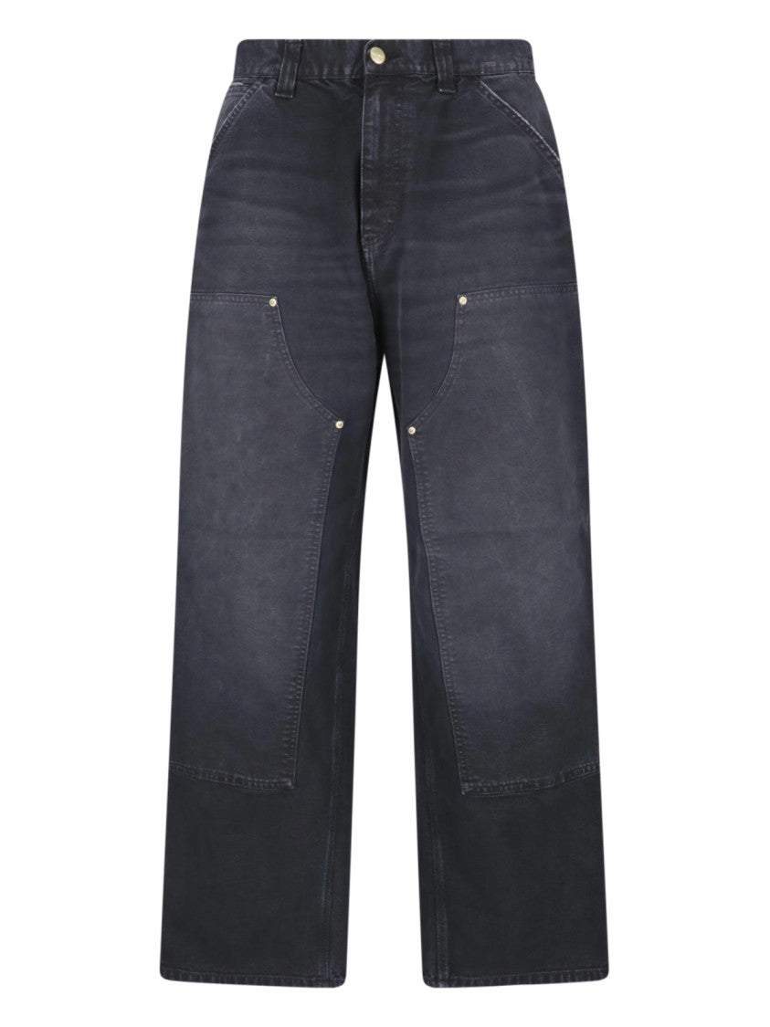 Carhartt Wip Black Og Double Knee Organic Cotton Denim Wide-Leg Pants