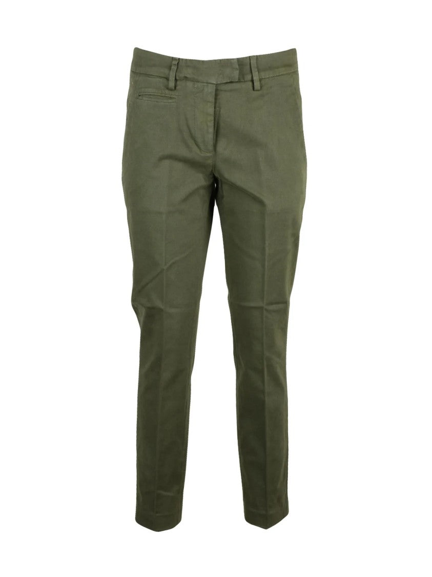 Dondup Military Green Perfect Slim-Fit Stretch Cotton Trousers