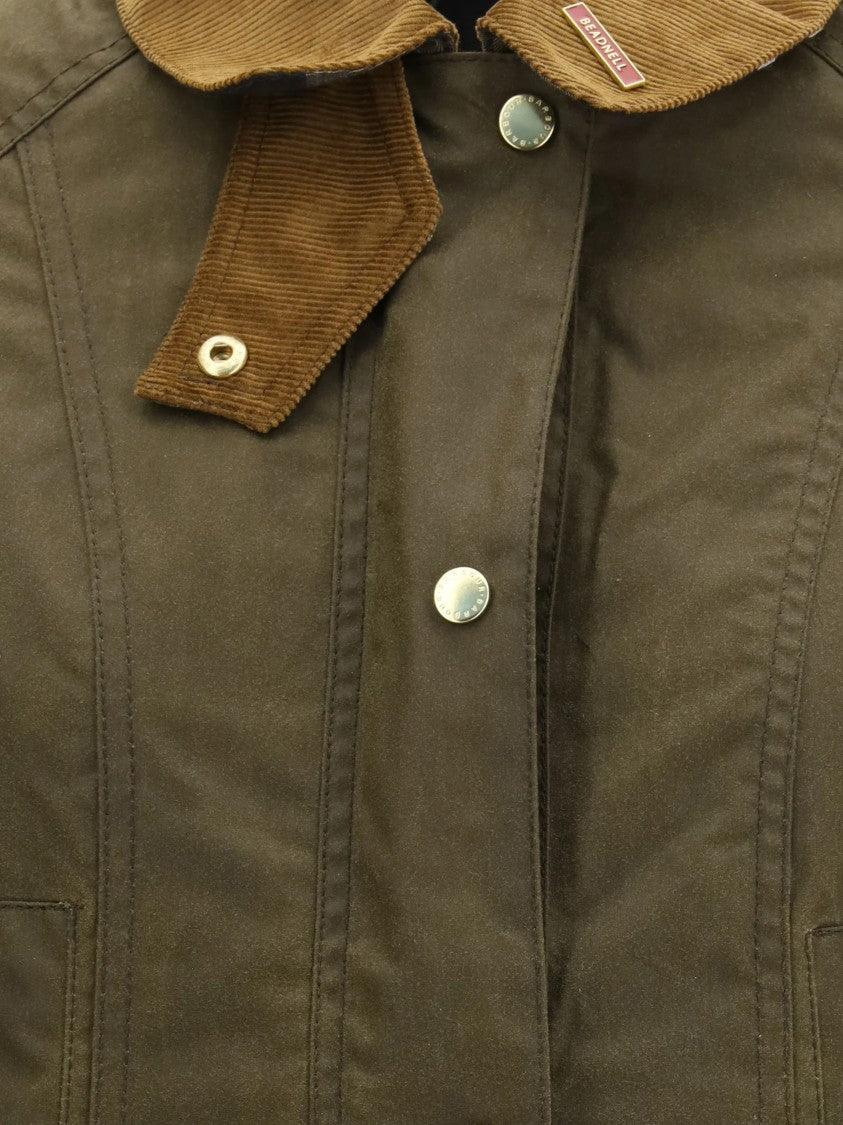 Barbour Beadnell Jacket In Green Waxed Fabric With Corduroy Collar