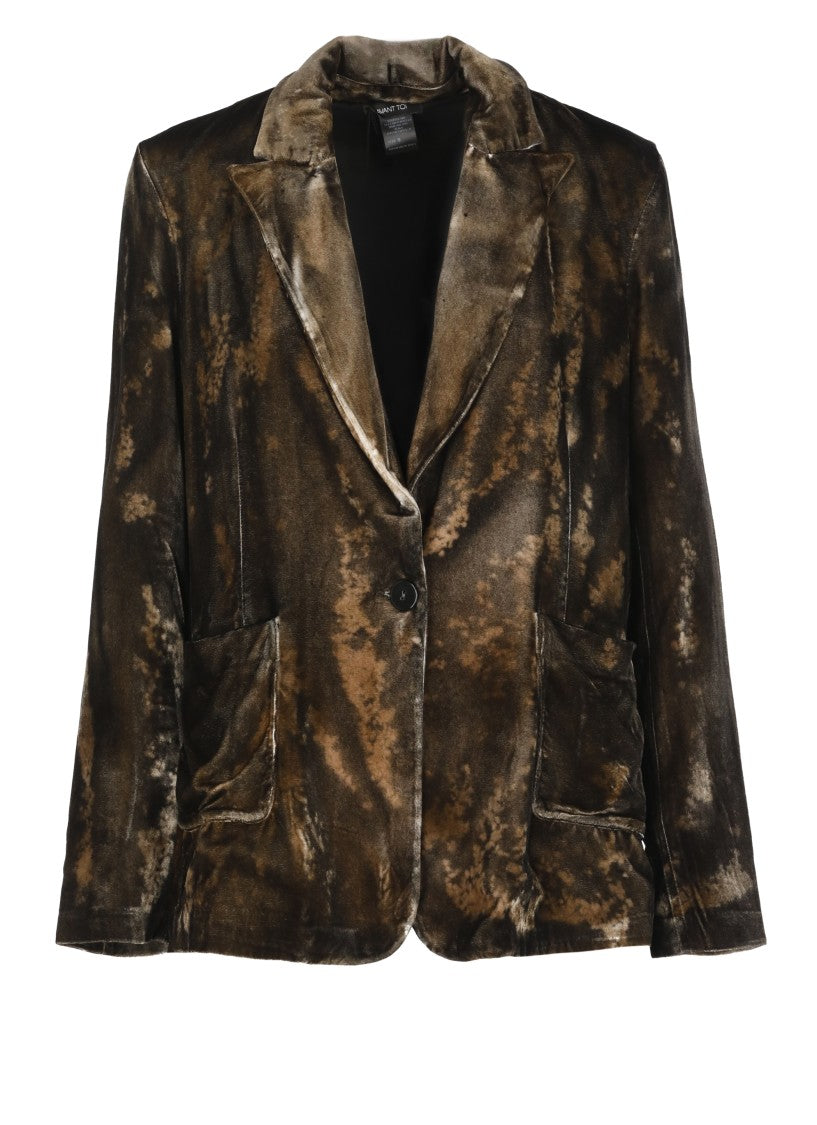 Avant Toi Mottled Brown Velvet Jacket With Tailored Silhouette