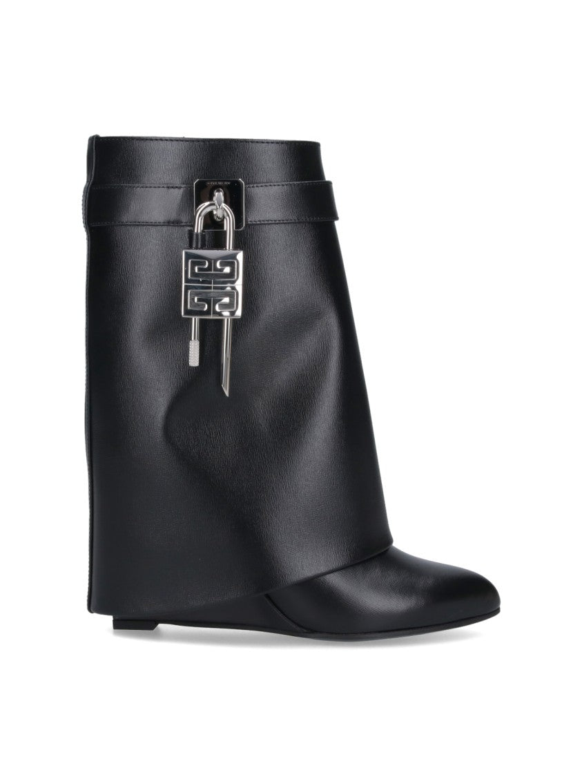 Givenchy Draped Design Black Boots With Pointed Toe And Signature Buckle