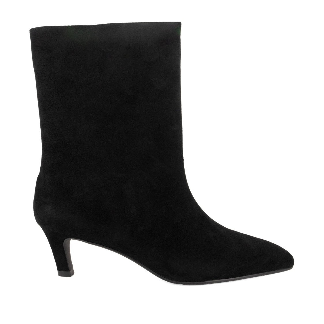 Linda Baumann Black Sleek Pointed Toe Low Heel Leather Boots