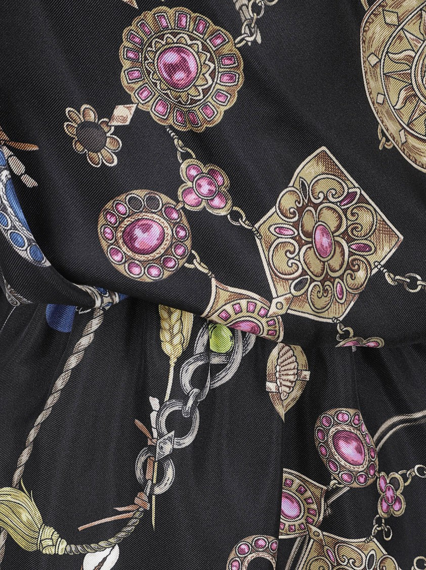 Versace Draped Mini Dress With Tie-Up Straps And Medusa Motif