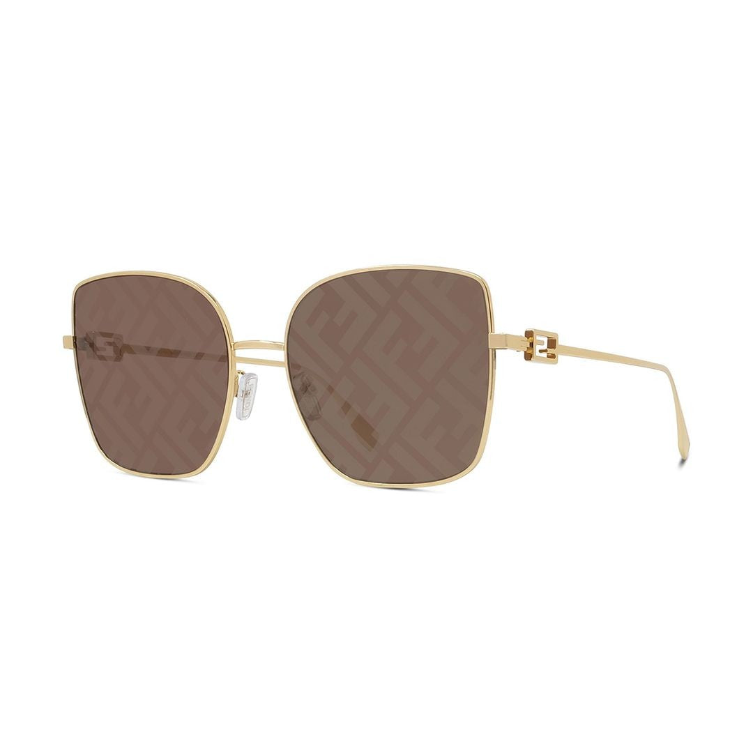 Fendi Fe40013u Square-Shaped Gold Finish Sunglasses