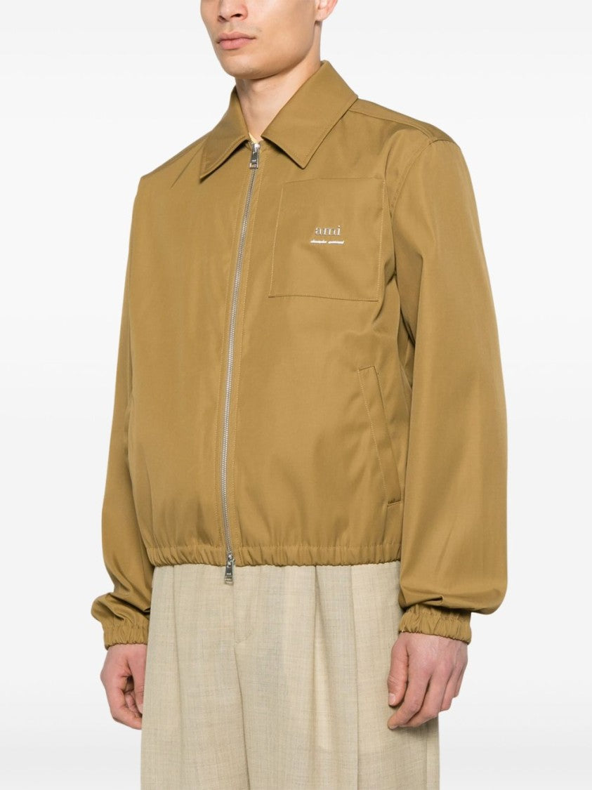 Ami Paris Light Olive Green Zip Front Jacket