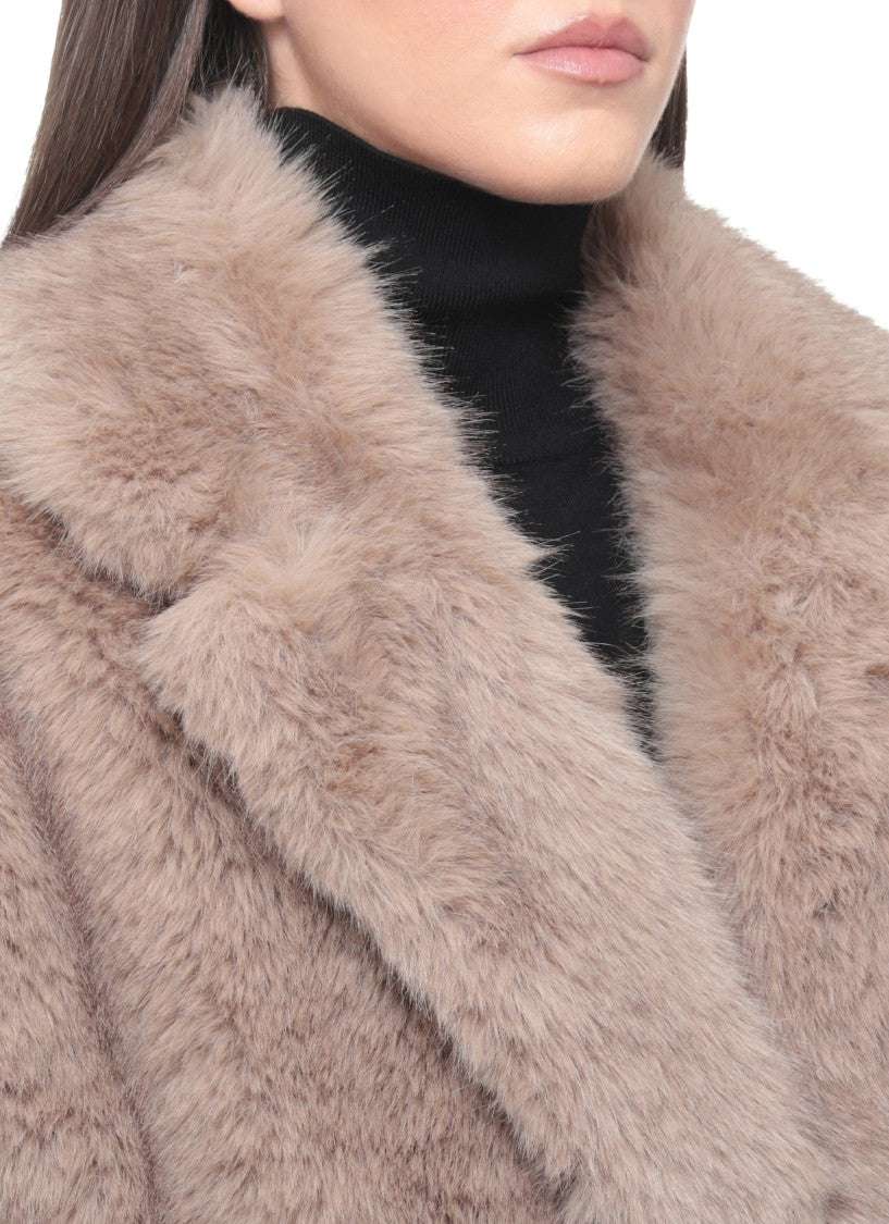 Stand Studio Plush Faux Fur Sleeveless Jacket With Classic Lapel