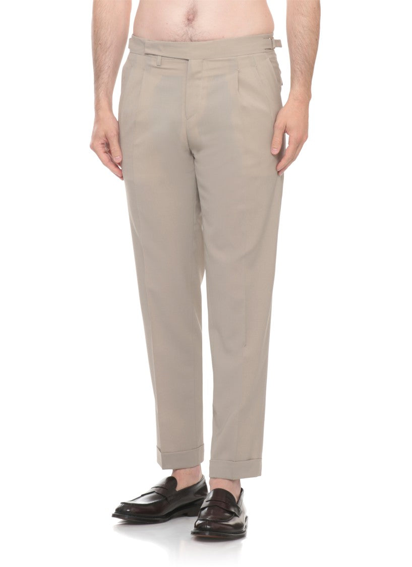 Briglia 1949 Beige Quartieris Wool Straight-Leg Pants