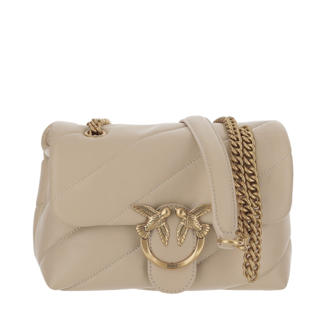 Pinko Quilted Nappa Leather Mini Puff Bag With Love Birds Buckle