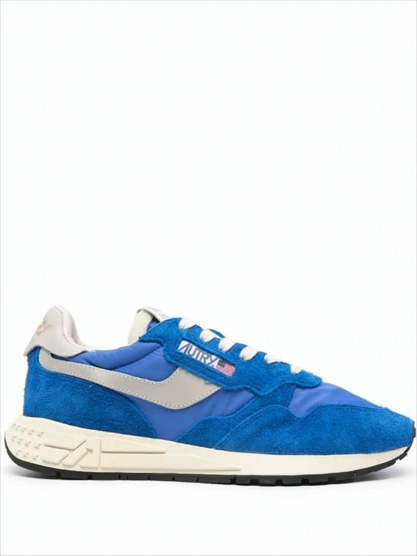 Autry Vibrant Blue Suede And Nylon Sneakers With Textured Sole