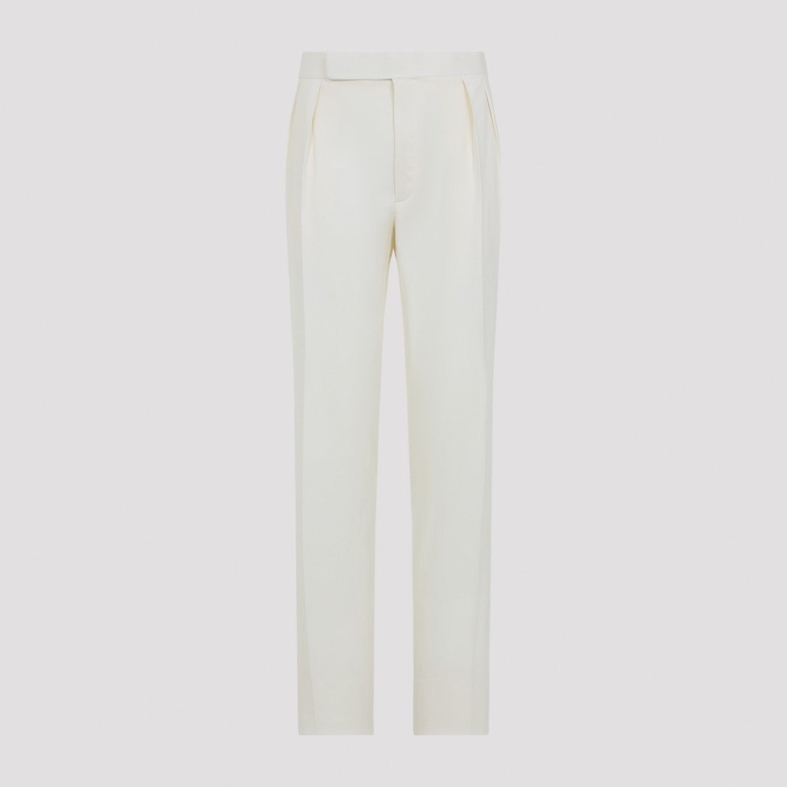 Ralph Lauren X Purple Label Tailored Cream White Wool Pants With Adjustable Straps