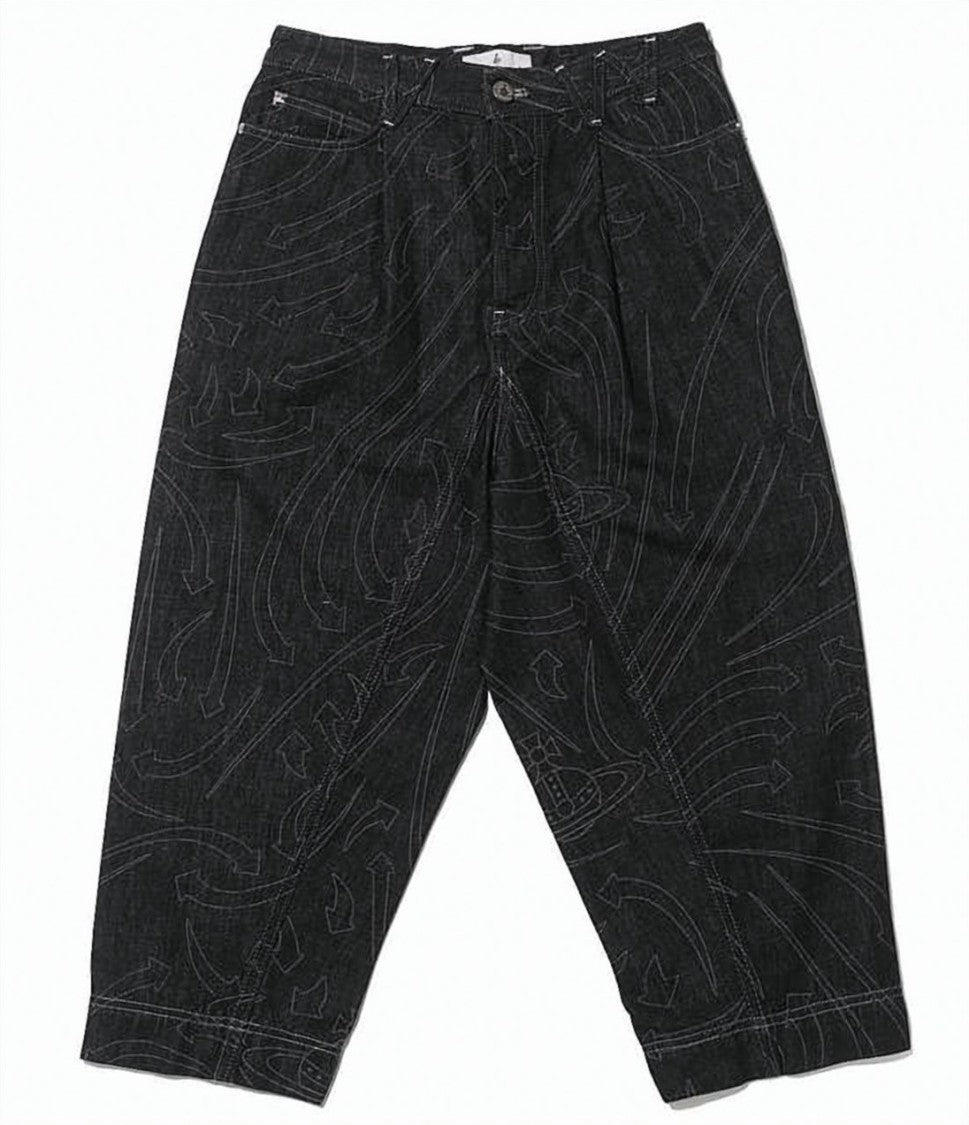 Vivienne Westwood Cropped Wide-Leg Denim Pants With Tonal Patterns