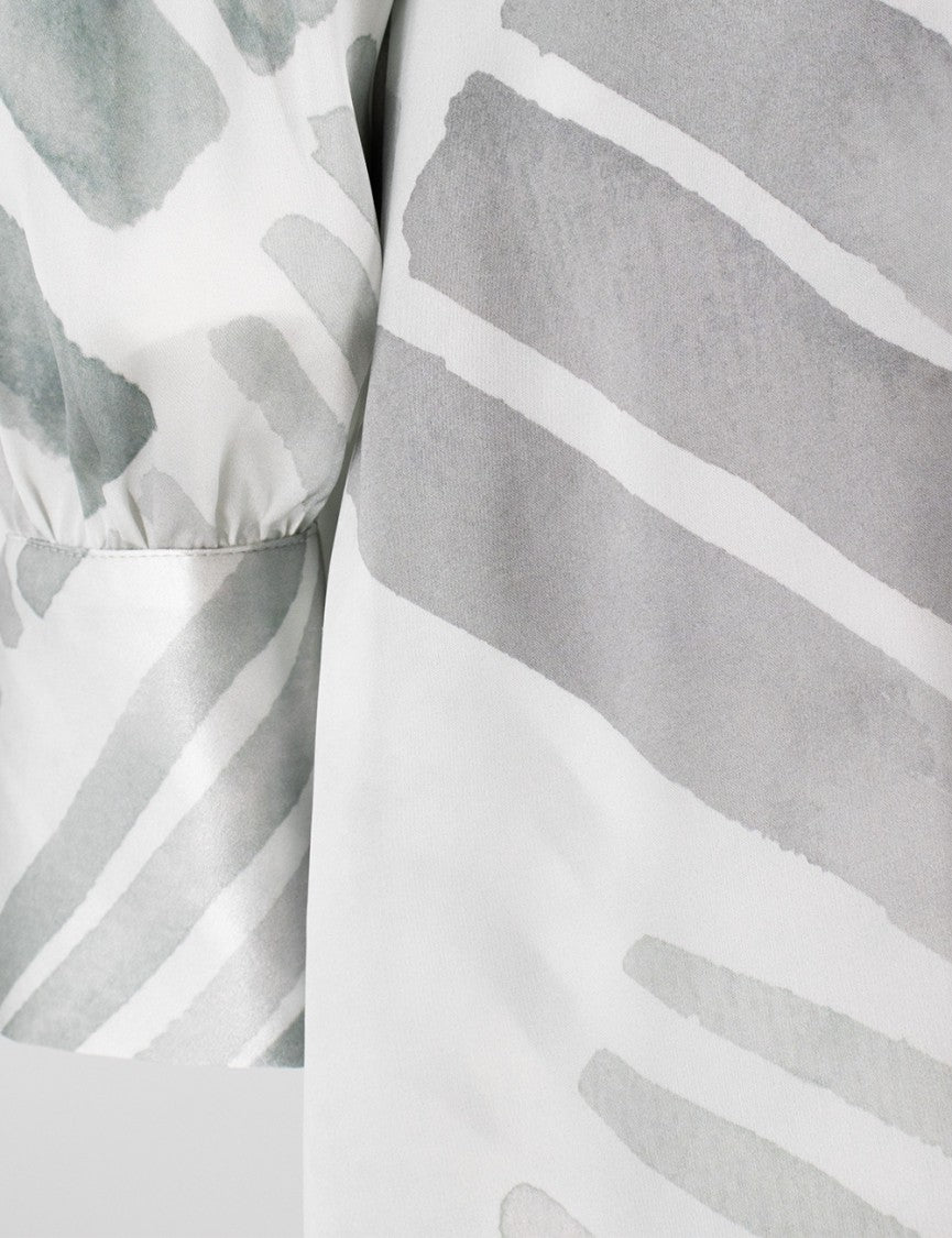 Kiton Printed Silk Long Dress With Mandarin Collar