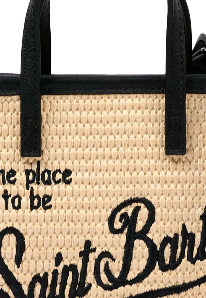 Mc2 Saint Barth Black Straw Vivian Shoulder Bag