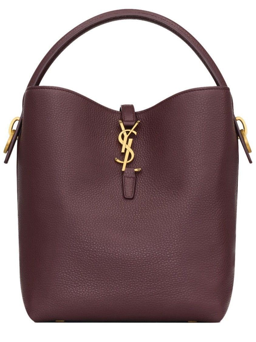 Saint Laurent Structured Pebbled Leather Shoulder Bag With Gold-Tone Logo Clasp