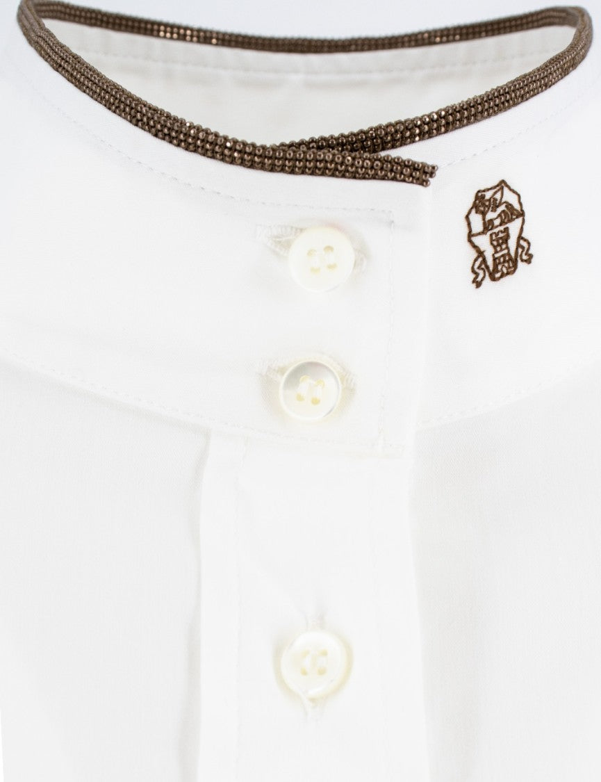 Brunello Cucinelli Balloon Sleeve Cotton Poplin Shirt