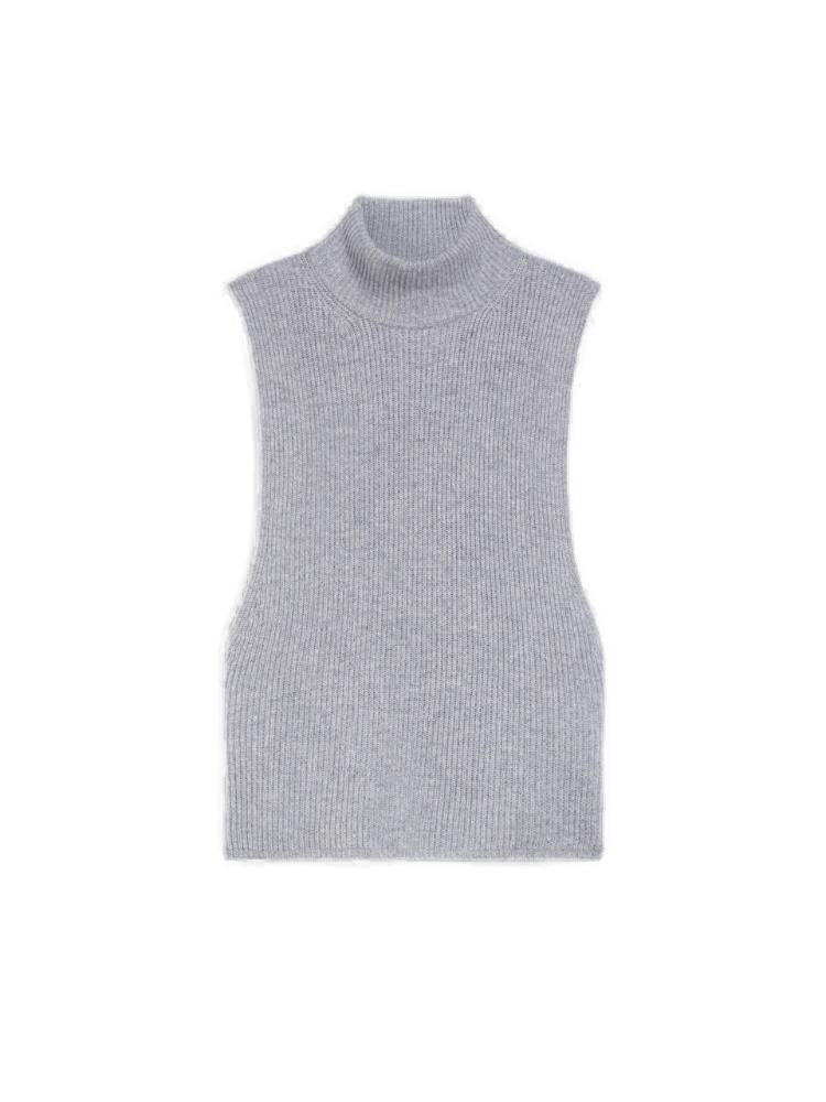 Max Mara High Neck Sleeveless Gilet In Cashmere-Blend Knit