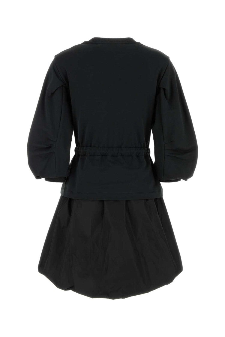 Moncler Black Cotton Sweatshirt Dress