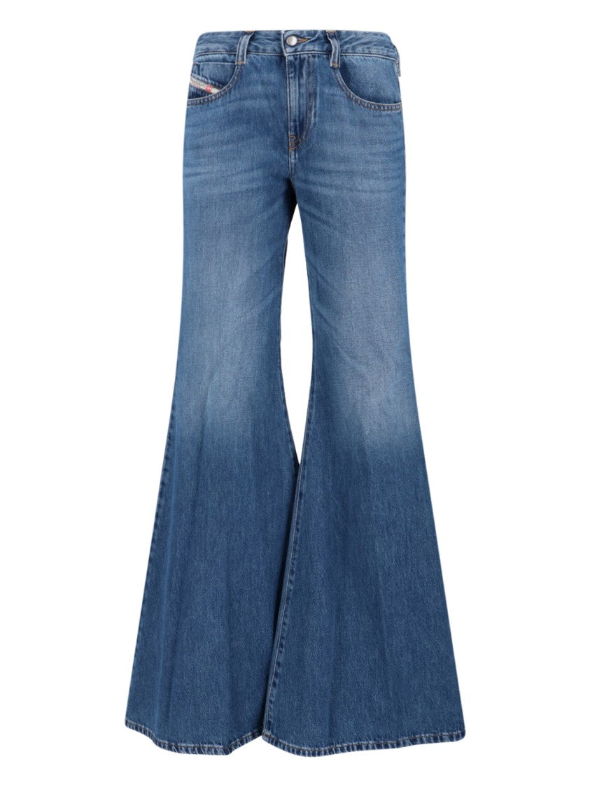 Diesel High-Waisted Flared Jeans With Vintage-Inspired Finish