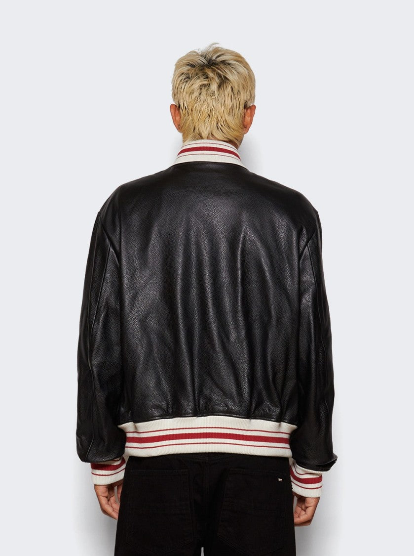 Amiri Leather Bomber Jacket Black