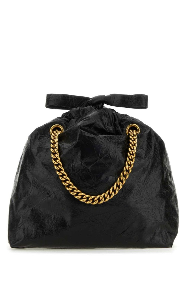 Balenciaga Glossy Calf Leather Tote Bag With Gold-Chain Handle