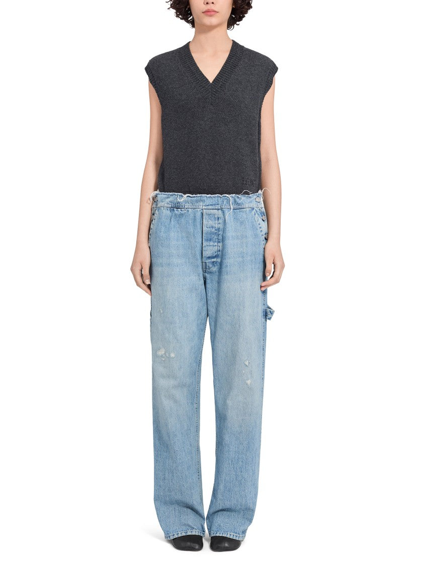 Mm6 By Maison Margiela Relaxed Wide-Leg Trousers In Light Blue Denim