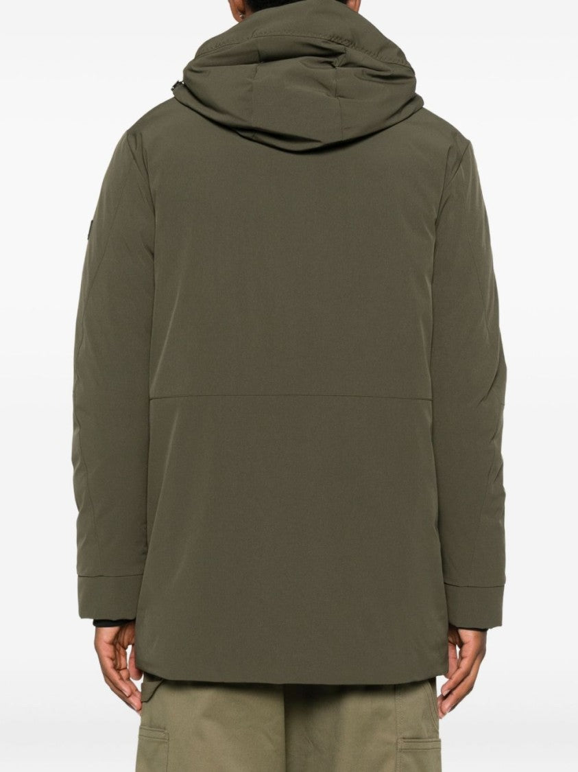 Peuterey Minimalist Olive Green Hooded Coat