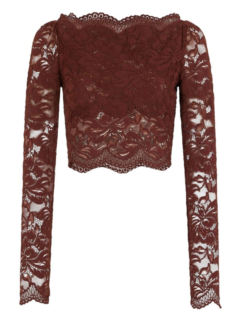 Rabanne Intricate Floral Lace Long-Sleeve Top