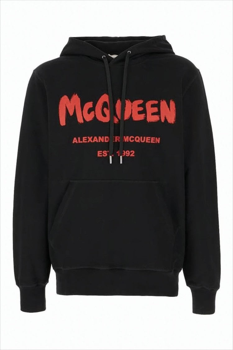 Alexander Mcqueen Cotton Hoodie With Bold Graphic Print