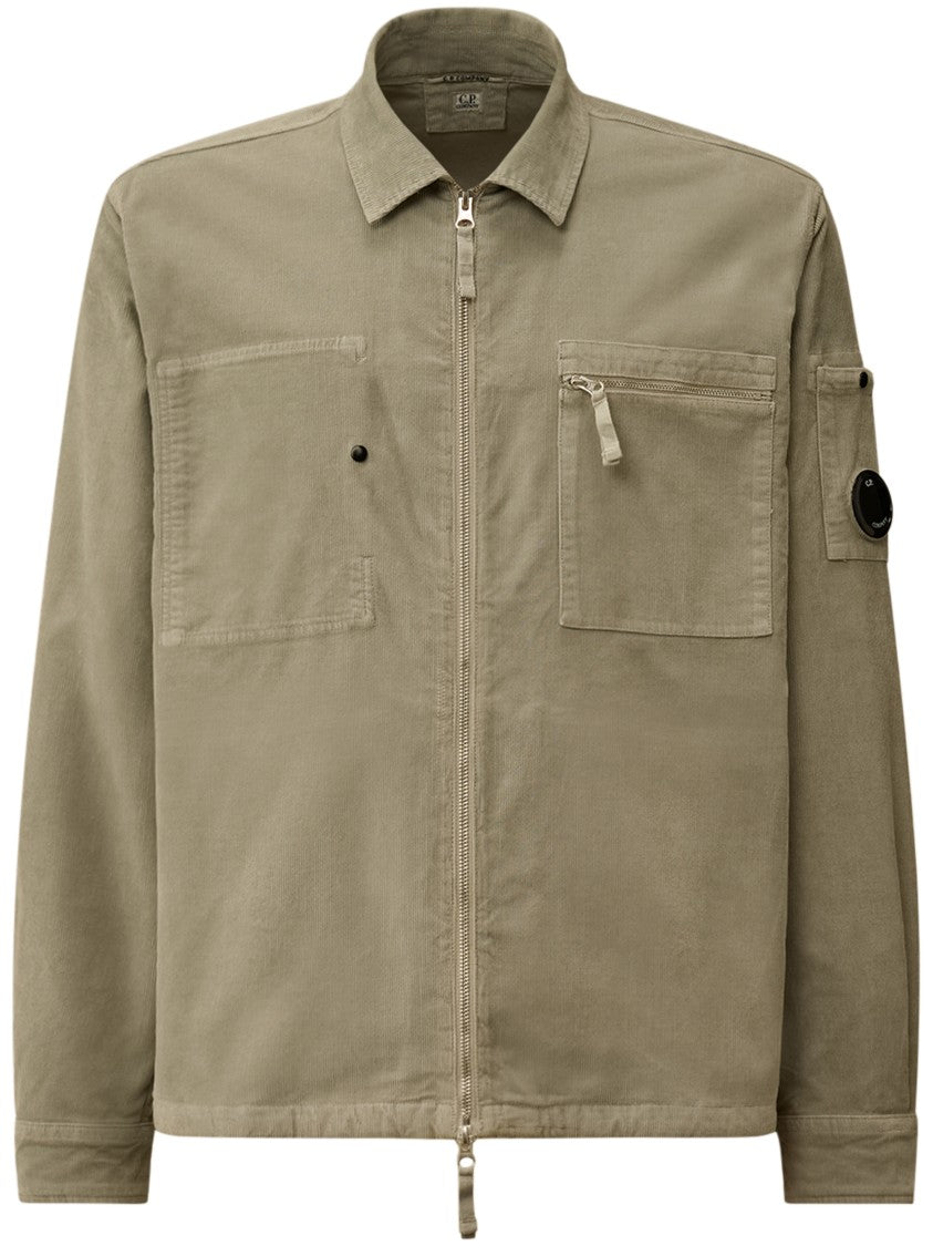 C.P. Company Corduroy Overshirt With Front Zipper And Logo Patch